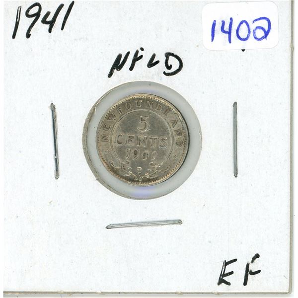 1941 Newfoundland five cent silver coin