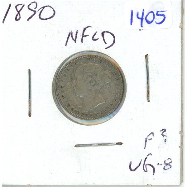 1890 Newfoundland ten cent silver coin