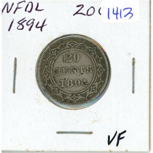 1894 Newfoundland 20 cents silver coin