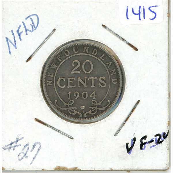 1904 Newfoundland 20 cents silver coin