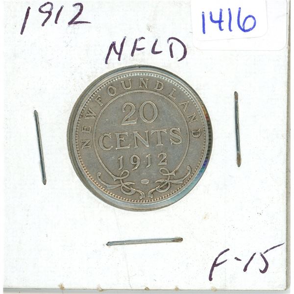 1912 Newfoundland 20 cents silver coin