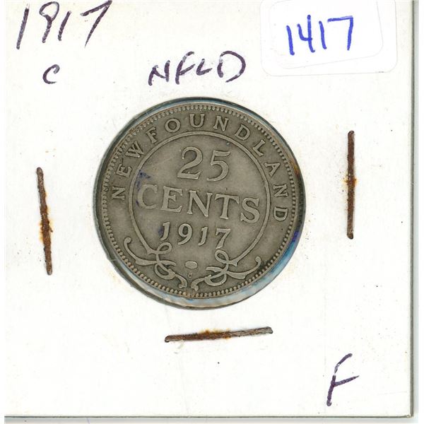 1917 Newfoundland 25 cents silver coin