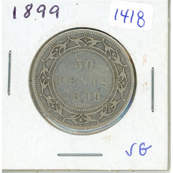 1899 Newfoundland 50 cents silver coin