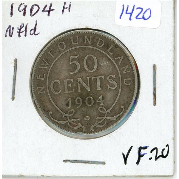 1904H Newfoundland 50 cents silver coin