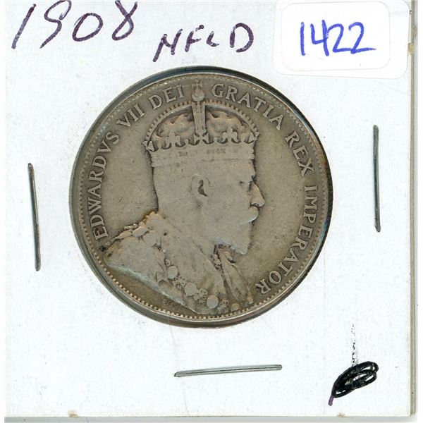 1908 Newfoundland 50 cents silver coin