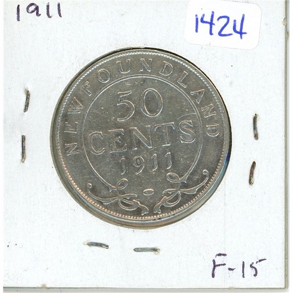 1911 Newfoundland 50 cents silver coin