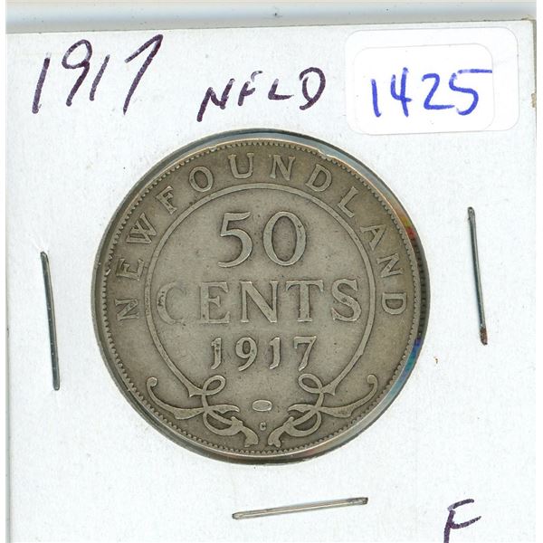 1917 Newfoundland 50 cents silver coin