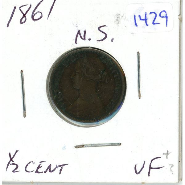 1861 Nova Scotia half cent coin