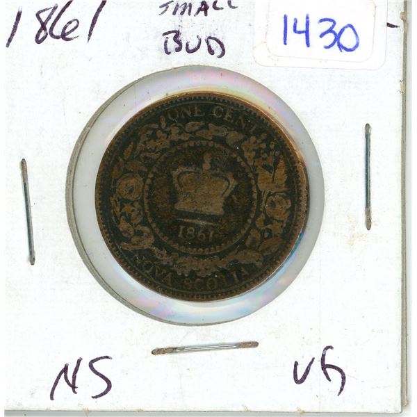 1861 Nova Scotia large cent - small bud