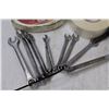 Image 2 : Lot of: Imperial & Metric Wrenches, Recovery Strap, White Tape, Grease Gun Hose
