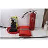 Image 1 : Fire Extinguisher, Snow Straps for Shoes/Boots, Strainer, Black Bag, Plastic Canvas
