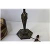 Image 3 : * Vintage Lamp - Lead & Stained Glass Shade - Metal Base (working shade is damaged)