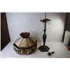 Image 4 : * Vintage Lamp - Lead & Stained Glass Shade - Metal Base (working shade is damaged)