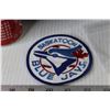 Image 3 : (11) Toronto Blue Jays Items -Bud Light 24 Can Bag Backpack - 1992 Coca-Cola Cans -  Sew on Patches