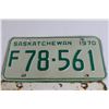 Image 2 : (3) Saskatchewan License Plates - 1966, 1968, 1970