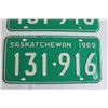 Image 3 : Pair of Saskatchewan 1969 License Plates