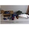 Image 1 : (25+) Assorted Christmas Ornaments, (2) Tablecloths, Garland