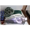 Image 4 : (25+) Assorted Christmas Ornaments, (2) Tablecloths, Garland