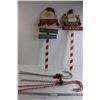 Image 1 : (2) Wooden Christmas Signs - 3' Tall, (5) Candy Cane Decorations