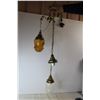 Image 1 : Electric Hanging Lamp, 3 Lights, Missing 1 Globe, Working