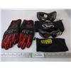 Image 1 : Pair of Motorcycle Gloves and (2) Eyewear Goggles