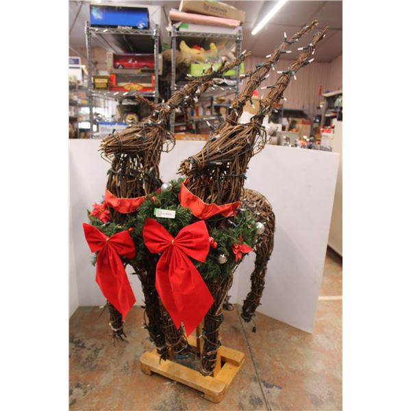 * (2) Wooden Reindeer on Stand - Working, 70 1/2" Tall x 36" Long