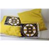 Image 1 : (2X BID PRICE) (2) Gold Cushions - (2) Boston Bruins Cushion Shams