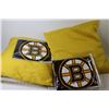 Image 4 : (2X BID PRICE) (2) Gold Cushions - (2) Boston Bruins Cushion Shams