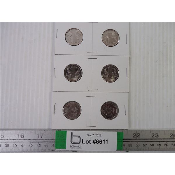 (4) Stanley Cup Quarters and (2) Saskatchewan Quarters