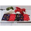 Image 1 : (2) Santa Hats, (5) Cloth Gift Bags (16" x 12")