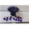 Image 1 : (12) Ornaments and Beaded Metal Display Basket (Blue/Purple)
