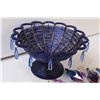 Image 2 : (12) Ornaments and Beaded Metal Display Basket (Blue/Purple)