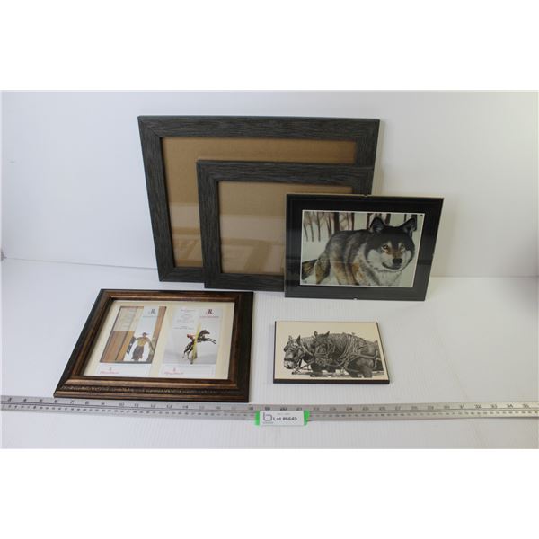 (2) Frames - Print of Wolf - (2) Framed Ranahans Tickets - Calgary Stampede