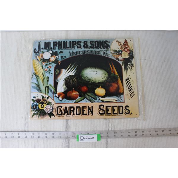 J. M. Philips & Sons Garden Seeds Metal Sign