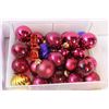 Image 3 : (2) Baskets of Plastic & Glass Purple, Pink, Red Christmas Ornaments, (8) Purple & Green Tassels