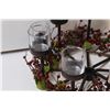 Image 2 : 16" x 9" Christmas Holly Metal & Glass 10 Place Candleholder