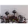 Image 4 : 16" x 9" Christmas Holly Metal & Glass 10 Place Candleholder