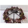 Image 5 : 16" x 9" Christmas Holly Metal & Glass 10 Place Candleholder