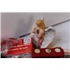Image 4 : Lot of Christmas Vintage Decorations, Package of Ornament Hangers, Angel Statue, misc.