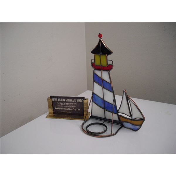 STAINED GLASS CANDLE HOLDER