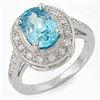 Image 1 : 3.62ct Blue Zircon 14 K White  Gold Ring