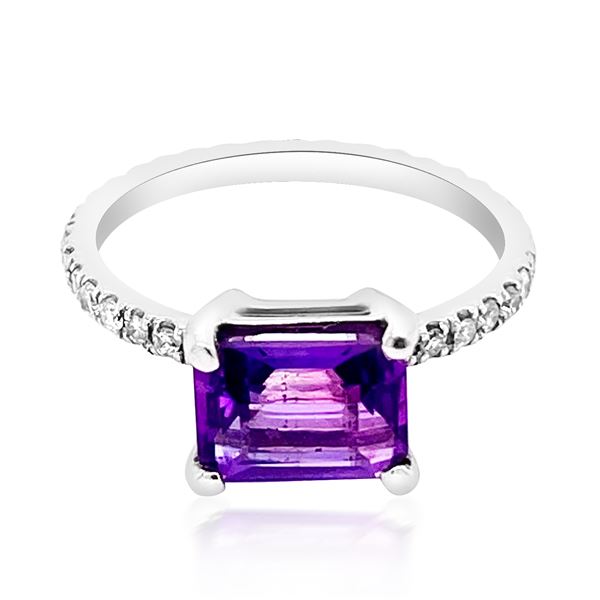 1.5ct Natural AMETHYST Platinum Gold 3.8gm Ring
