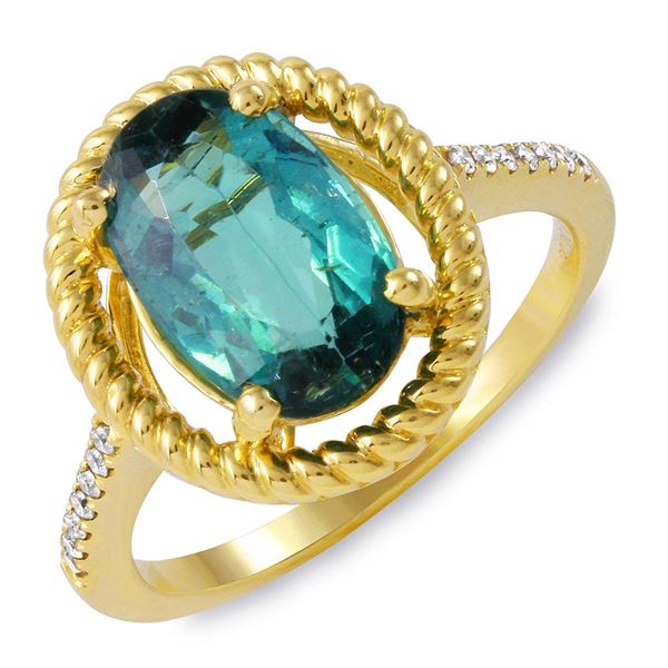 2.82ct Green Tourmaline 14 K Yellow Gold Ring