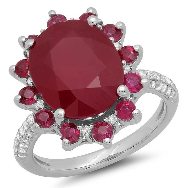 8.1ct Ruby 14 K White Gold Ring