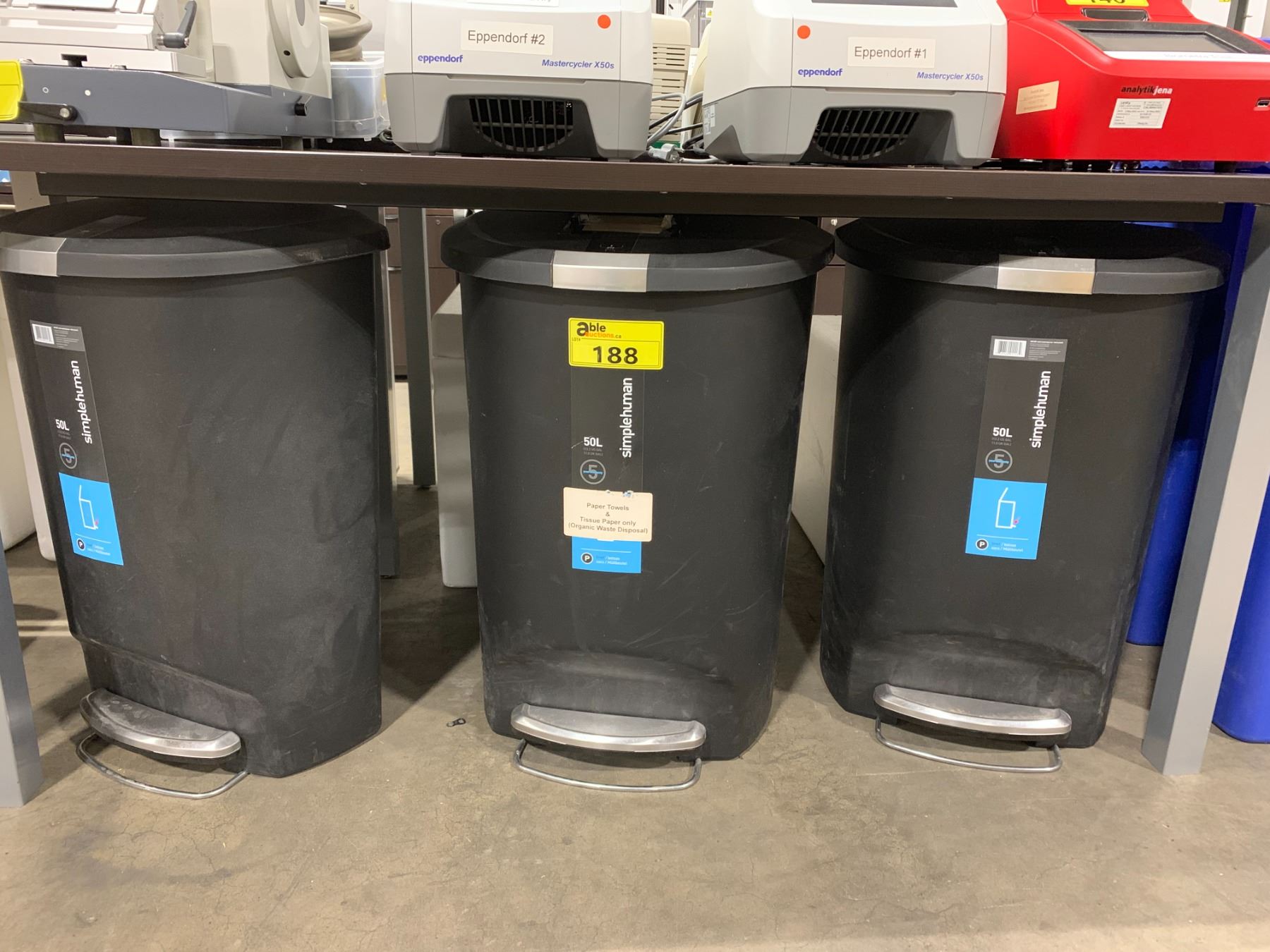Simplehuman Foot 3 SIMPLEHUMAN 50L FOOT OPERATED WASTE BINS - Able Auctions