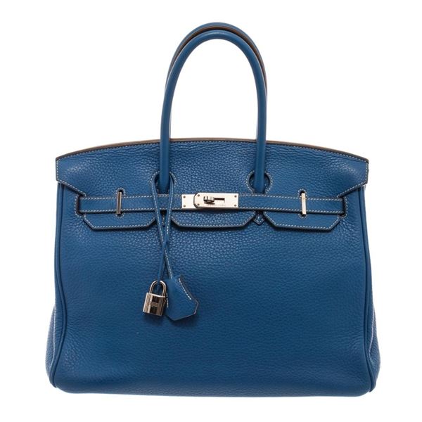 Hermes Birkin Bag 35 Blue leather