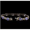 Image 3 : 14KT White Gold 7.90 ctw Tanzanite and Diamond Bracelet