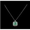 Image 2 : 18.09 ctw Emerald and Diamond Pendant With Chain - 14KT White Gold