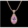 Image 2 : 14KT Rose Gold 32.47 ctw GIA Certified Kunzite and Diamond Pendant With Chain