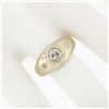 Image 3 : Men's Vintage 14K Gold 0.62 ctw 3 Stone Diamond Domed Polished Wedding Band Ring